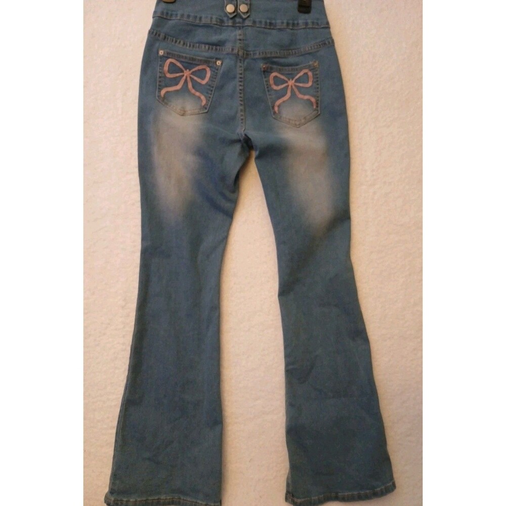 Woman's Flare Jeans Girly Pink Embroidered Bows Shein Size 27 Country Barbie - Picture 2 of 8